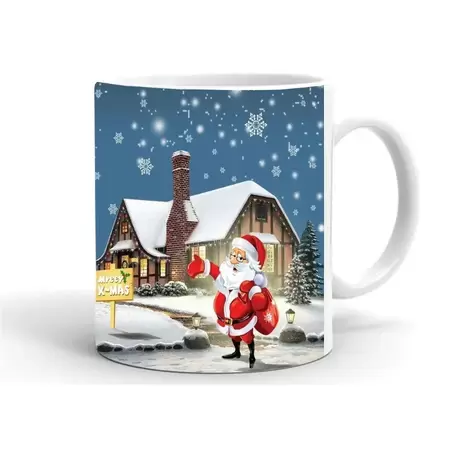 Yılbası Noel Temalı Baskılı Seramik Beyaz Kupa