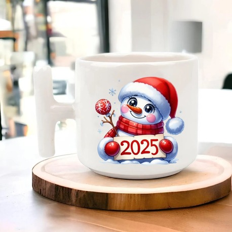 Yeni Yıl Yılbaşı Noel Tasarımlı T Kulp Seramik Kupa