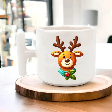 Yeni Yıl Yılbaşı Noel Tasarımlı T Kulp Seramik Kupa