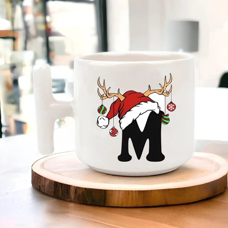 Yeni Yıl Yılbaşı Noel Tasarımlı T Kulp Seramik Kupa
