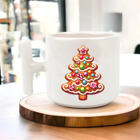 Yeni Yıl Yılbaşı Noel Tasarımlı T Kulp Seramik Kupa