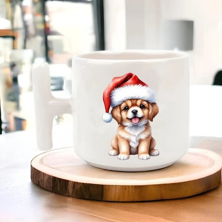 Yeni Yıl Yılbaşı Noel Tasarımlı T Kulp Seramik Kupa