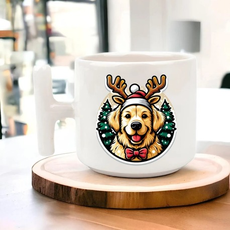 Yeni Yıl Yılbaşı Noel Tasarımlı T Kulp Seramik Kupa