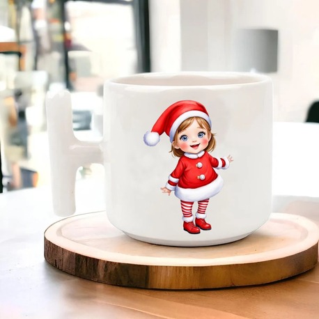 Yeni Yıl Yılbaşı Noel Tasarımlı T Kulp Seramik Kupa