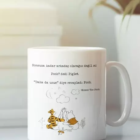 Beyaz Kupa Bardak Winnie Arkadaşlık Dostluk Kardeşlik