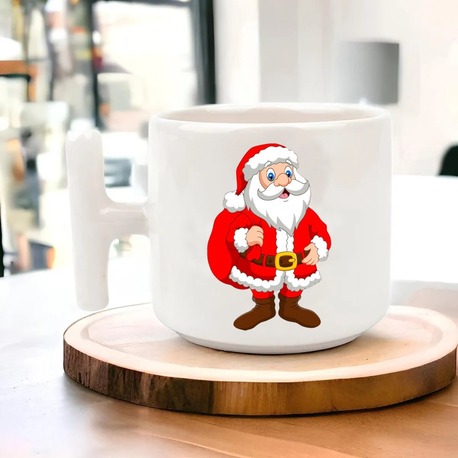 Yeni Yıl Yılbaşı Noel Tasarımlı T Kulp Seramik Kupa
