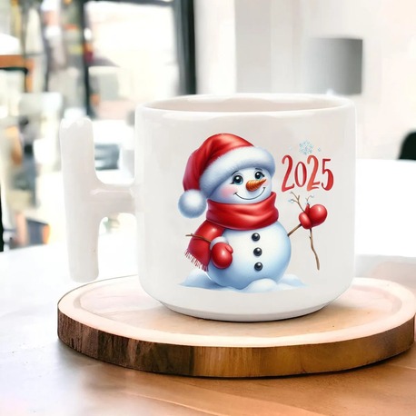Yeni Yıl Yılbaşı Noel Tasarımlı T Kulp Seramik Kupa