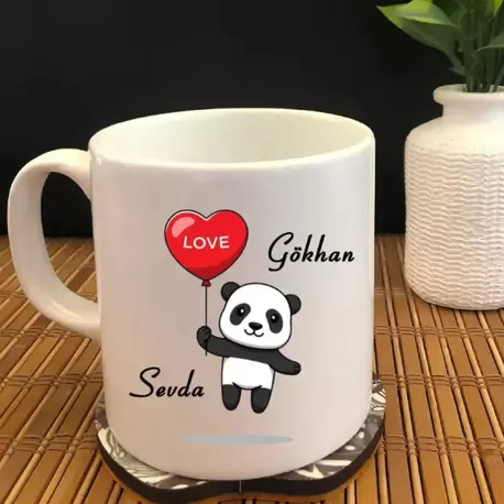 Beyaz Kupa - Sevgililer Günü Panda isim yazılabilir
