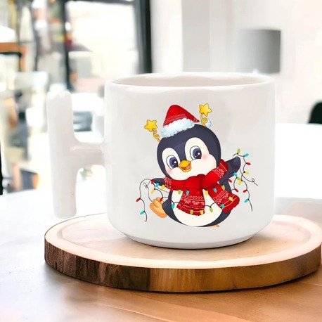 Yeni Yıl Yılbaşı Noel Tasarımlı T Kulp Seramik Kupa