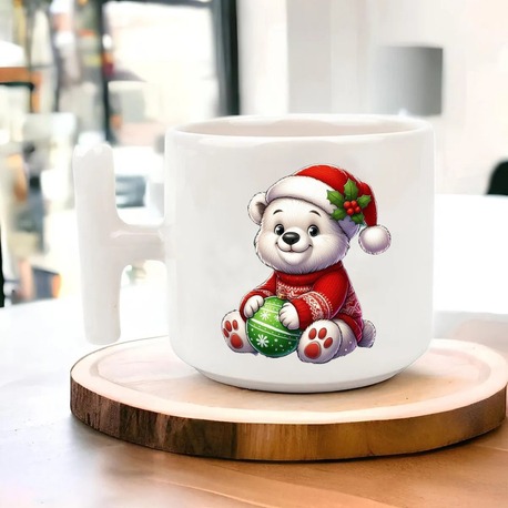 Yeni Yıl Yılbaşı Noel Tasarımlı T Kulp Seramik Kupa