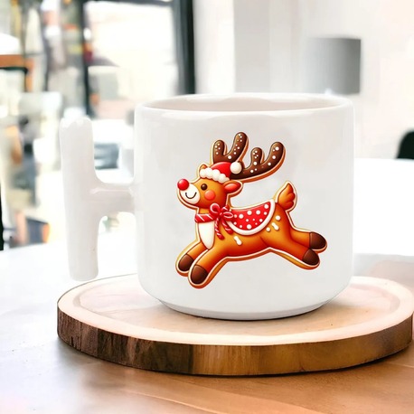 Yeni Yıl Yılbaşı Noel Tasarımlı T Kulp Seramik Kupa
