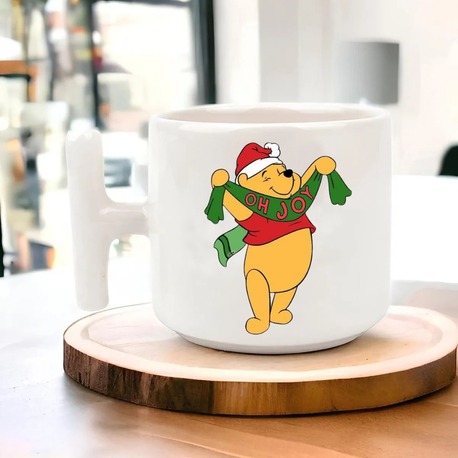 Yeni Yıl Yılbaşı Noel Tasarımlı T Kulp Seramik Kupa