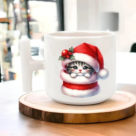 Yeni Yıl Yılbaşı Noel Tasarımlı T Kulp Seramik Kupa