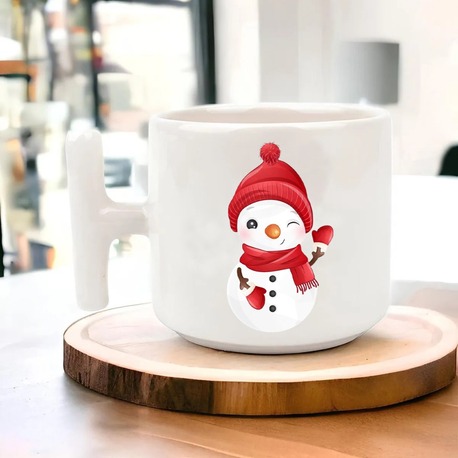 Yeni Yıl Yılbaşı Noel Tasarımlı T Kulp Seramik Kupa