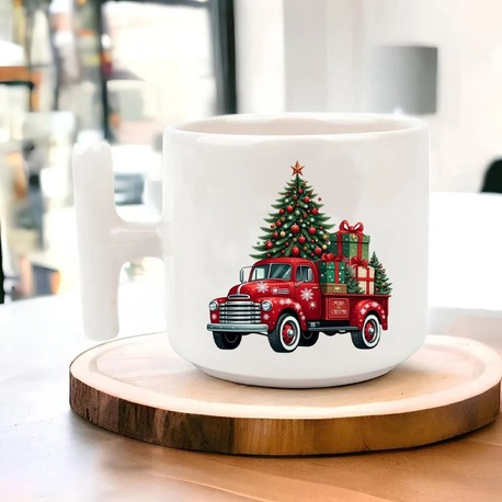 Yeni Yıl Yılbaşı Noel Tasarımlı T Kulp Seramik Kupa
