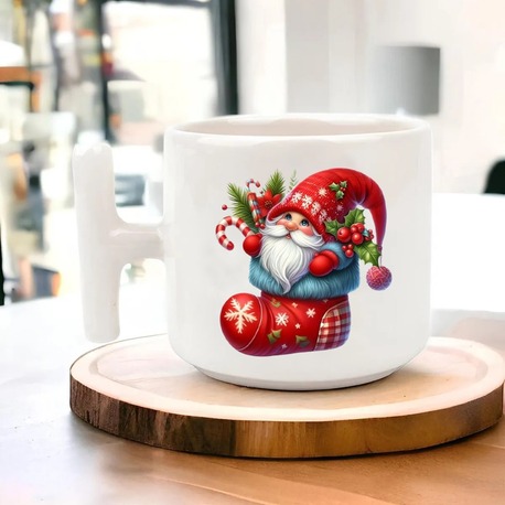 Yeni Yıl Yılbaşı Noel Tasarımlı T Kulp Seramik Kupa