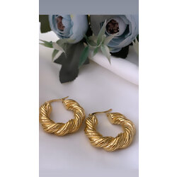 Kalın sarma model gold küpe