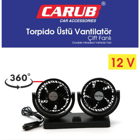 12 V TORPİDO ÜSTÜ ÇİFTLİ VANTİLATÖR