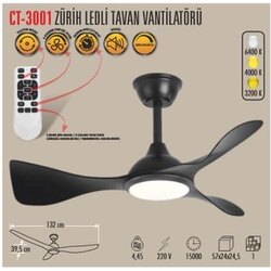 Cata Zürih Ledli Tavan Vantilatörü