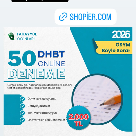 DHBT ONLİNE 50 DENEME TAHAYYÜL YAYINLARI