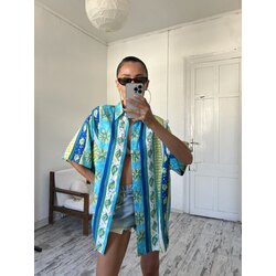 Ay Çiçeği Detalı Alman %100  Viscose Kimono Gömlek