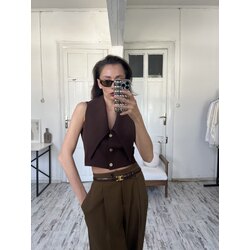 Premium Kalıp ve Kumaş Maxi Yaka Crop Yelek