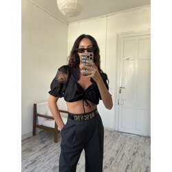 Janina Crop Orjinal Avusturya Bavyera Güpürlü Bluz