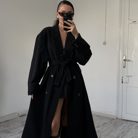 Ponte Royal %70 Merinos %10 Kaşmir İtalyan Exclusive Kuşaklı Kaşe Kaban