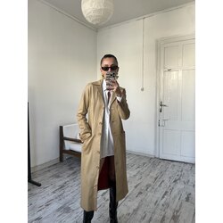 Kuzu Derisi Maxi Boy Gerçek Deri Trenchcoat