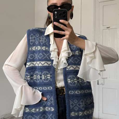 Saga Norveç Çift Yün Dokuma Unisex Premium Yelek