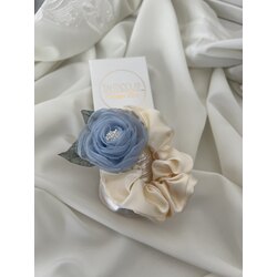 Hand Made Satin Touch Blue Floral Toka