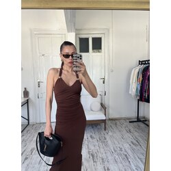 Gold Aksesuar Detaylı Maxi Elbise