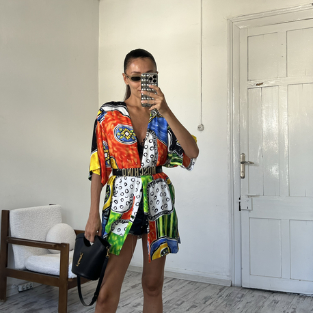 Triumph %100 Viscose Abstract Print Premium Kimono Gömlek