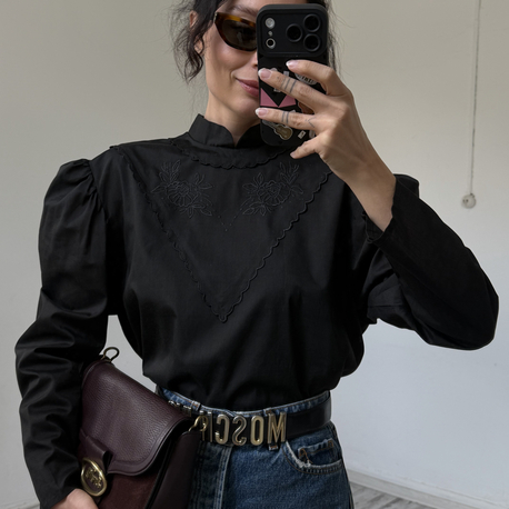 Orjinal Victorian Cotton Blend İşleme Detaylı Bluz