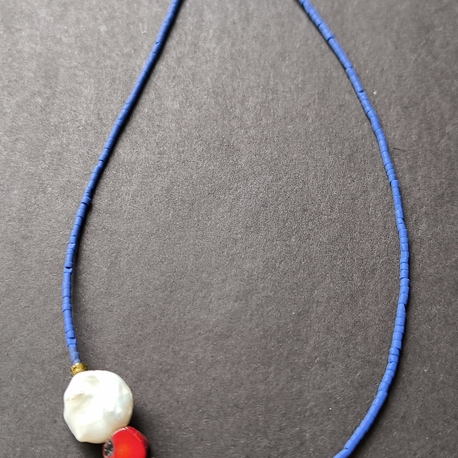 İnci Mercan Lapis Kolye 