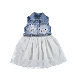 Tulle Denim Dress With Butterfly - JC34202011