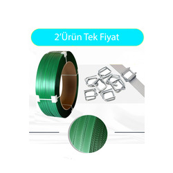 12'Lik Yeşil Pet Çember 1000'Adet Bukle Toka Avantajlı Paket