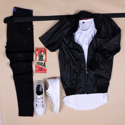 Deri Ceket Basic T-shirt Kombin