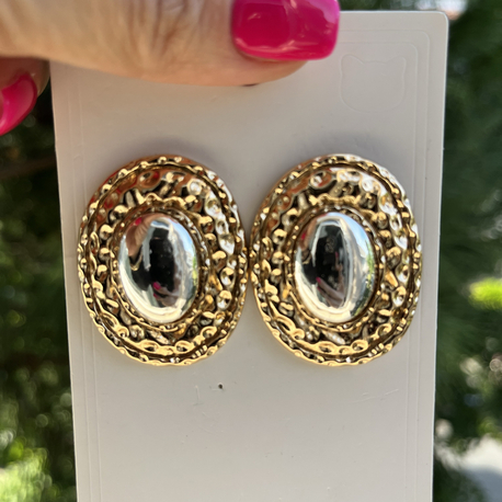 Silver detay gold küpe 