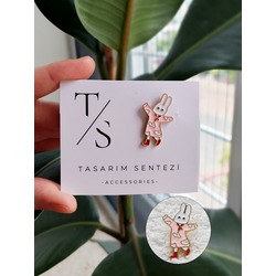 Rozet Metal Broş Yaka Okul Çantası Kıyafet Takı Aksesuar Tavsan Pijamalı Klipsli Rozet Mini