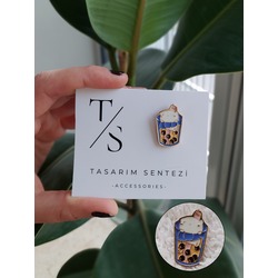 Rozet Metal Broş Yaka Okul Çantası Kıyafet Takı Aksesuar Milkshake Kahve Klipsli Rozet Mini