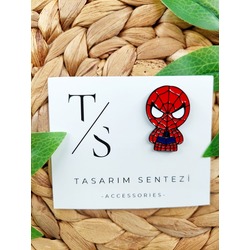 Rozet Metal Broş Yaka Okul Çantası Kıyafet Şapka Takı Spider Man Örümcek Adam Çizgi Film