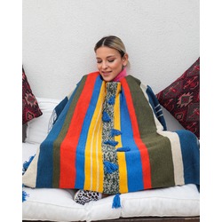 Örgü Renkli Koltuk Şalı, Örgü Battaniye 