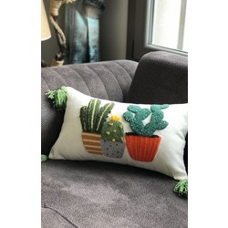 Kaktüs Punch Kırlent,El İşlemeli Kaktüs Yastık Kılıfı 
