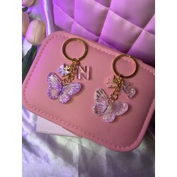 2 ADET epoksi harfli ve hologram kelebekli bff anahtarlık