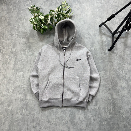 Stwd Nakış Logo Full Zip Hoodie / Gri
