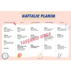 HAFTALIK ÇALIŞMA PROGRAMI