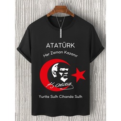 Atatürk Tişörtü - Atatürk Her Zaman Kazanır Tişörtü - Pamuklu Tüm Bedenler