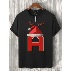 Baş Harf Yazılı Noel Şapkalı YılBaşı Tshirt - Yılbaşı Kostümü - Yılbaşı Tişört