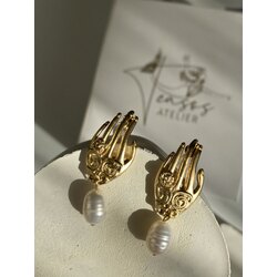 Carved Hand Figure Earrings